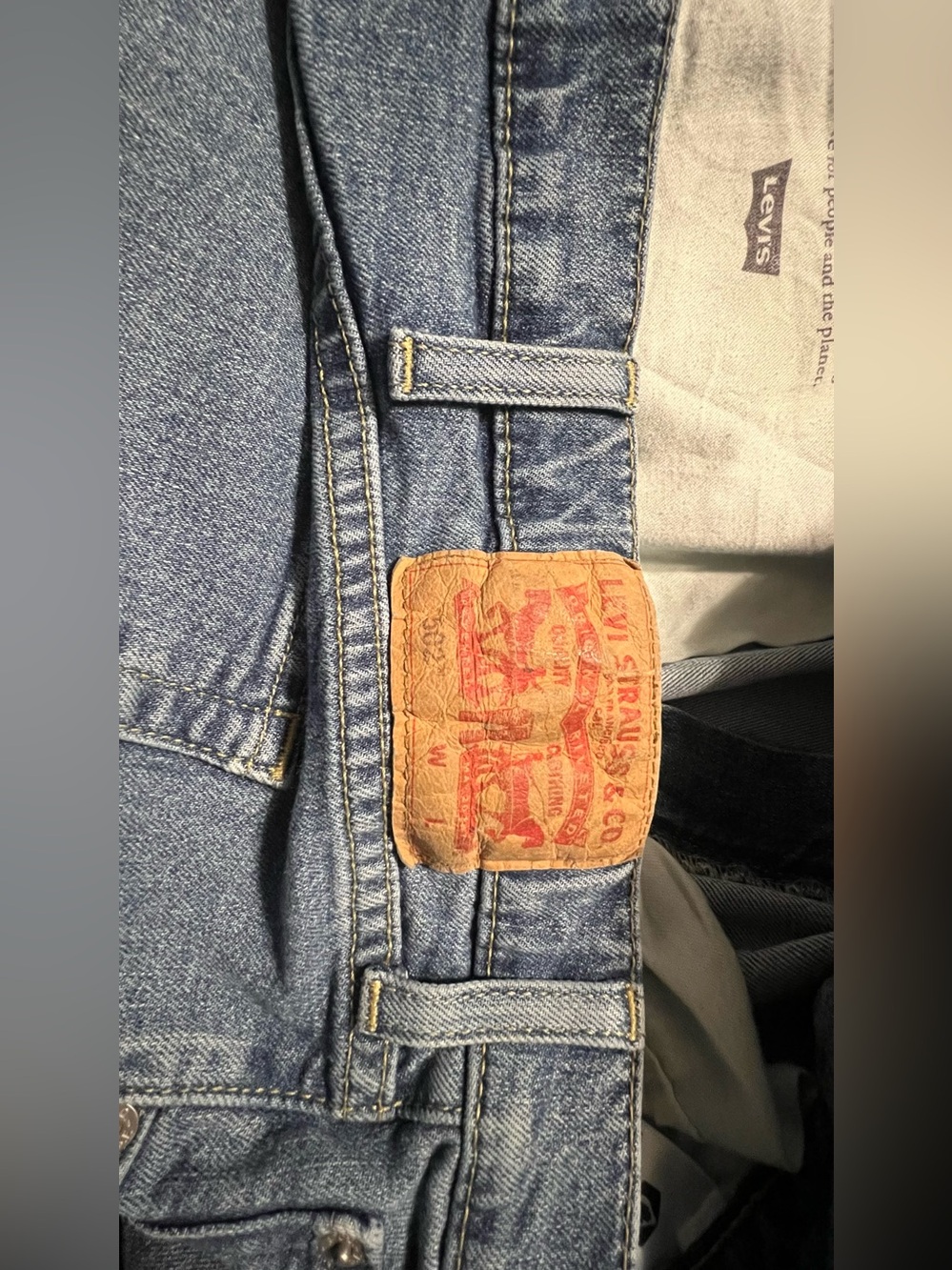 Levi's Men's Light Blue Straight-Leg Jeans with Leather Patch